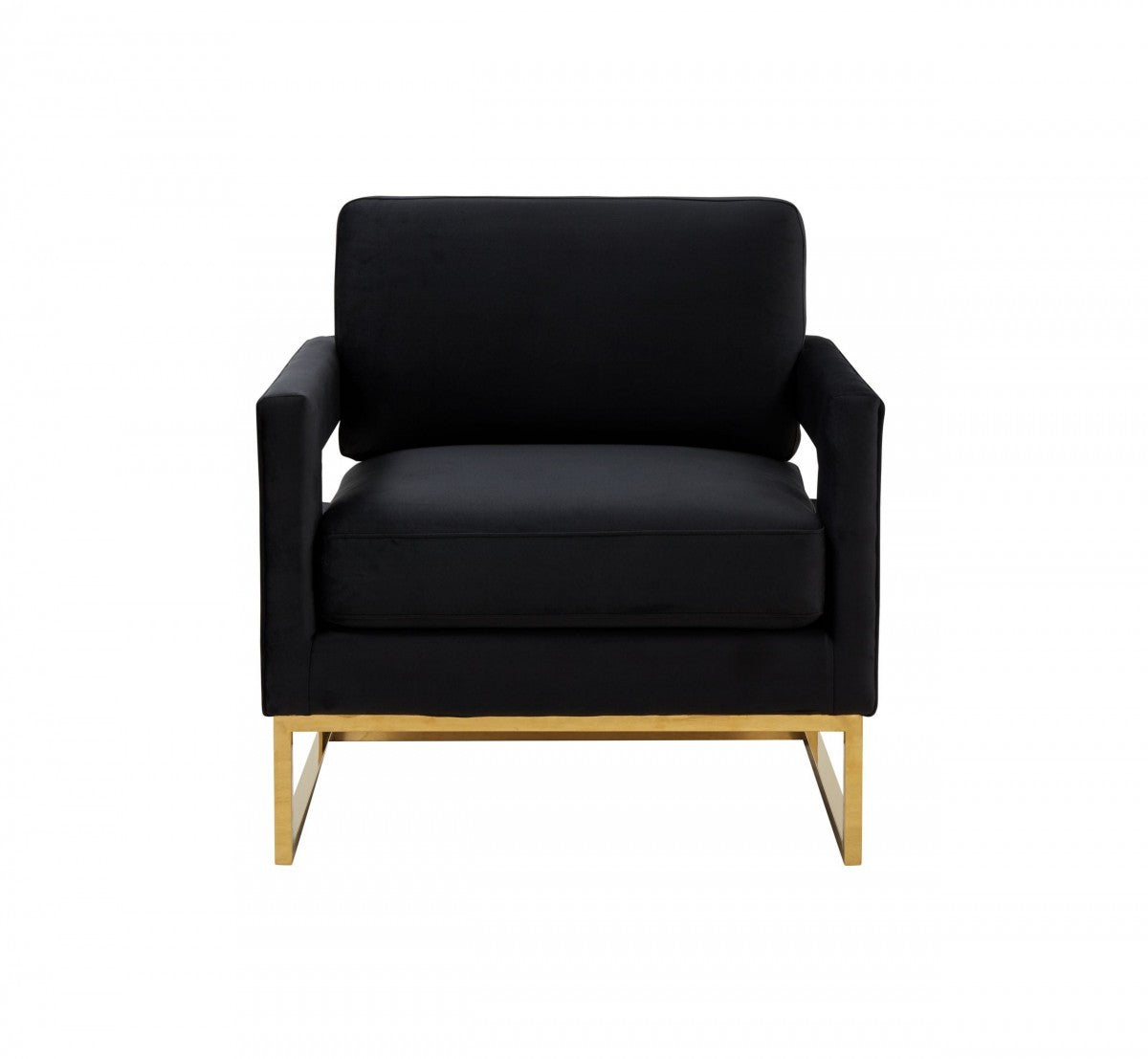 Edna Modern Black Velvet & Gold Accent Chair