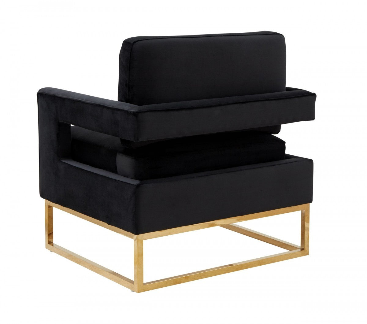 Edna Modern Black Velvet & Gold Accent Chair