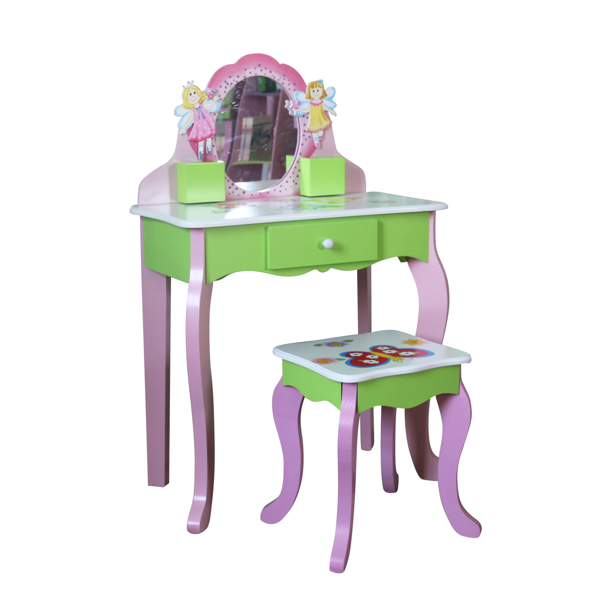 Layla Girls Flower Vanity Set with Stool