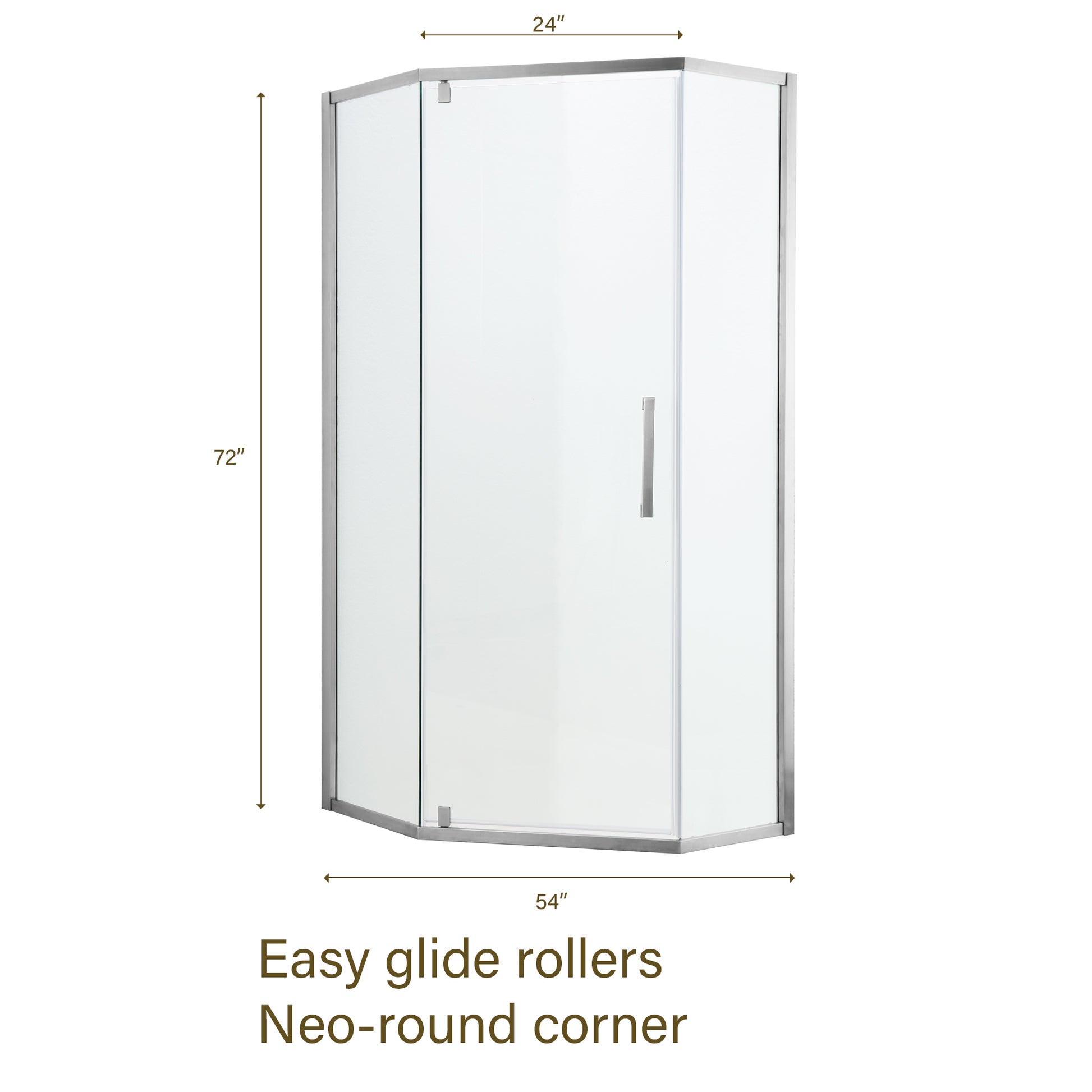 Shower Door 34 1 8" x 72" Semi Frameless Neo Angle chrome-glass