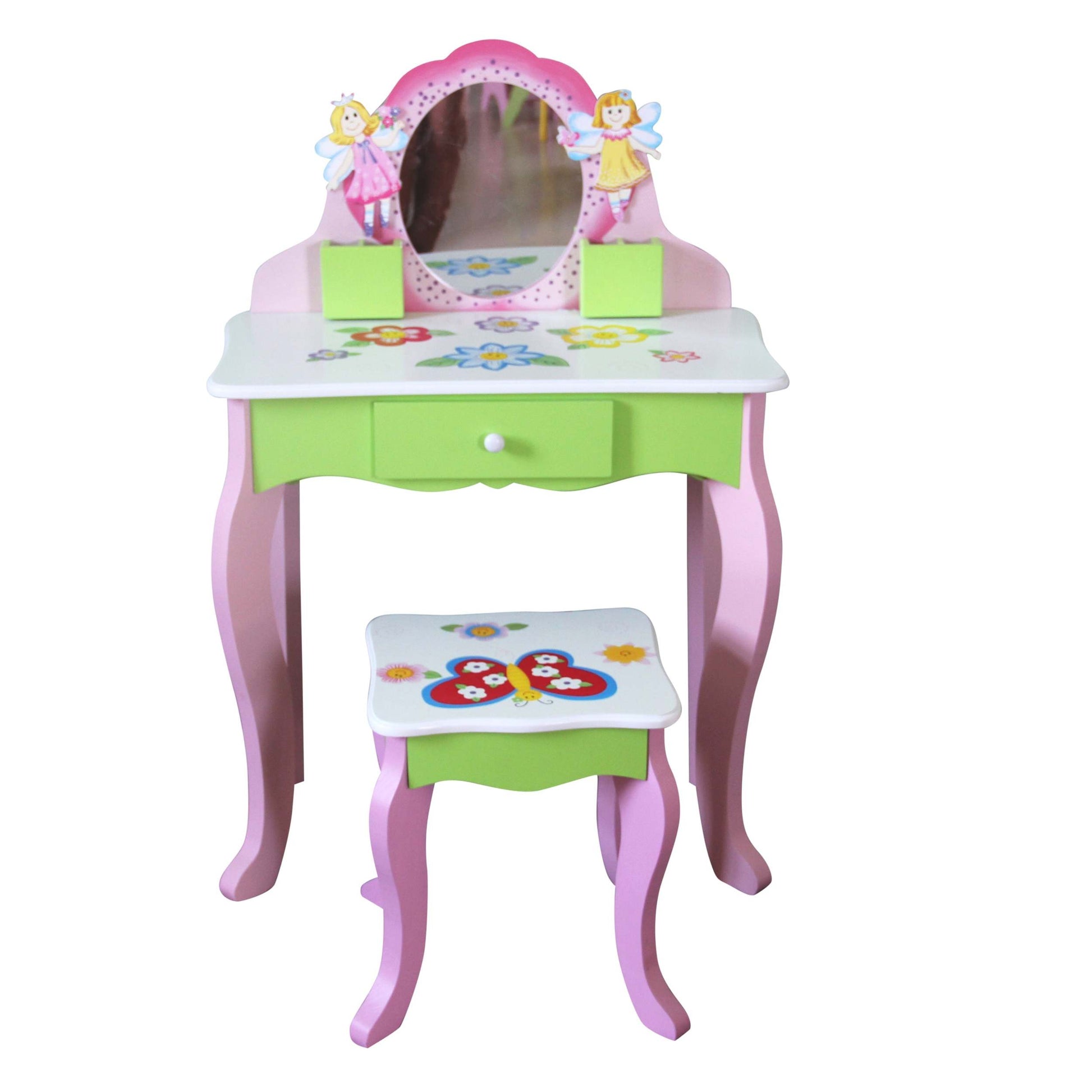 Layla Girls Flower Vanity Set with Stool