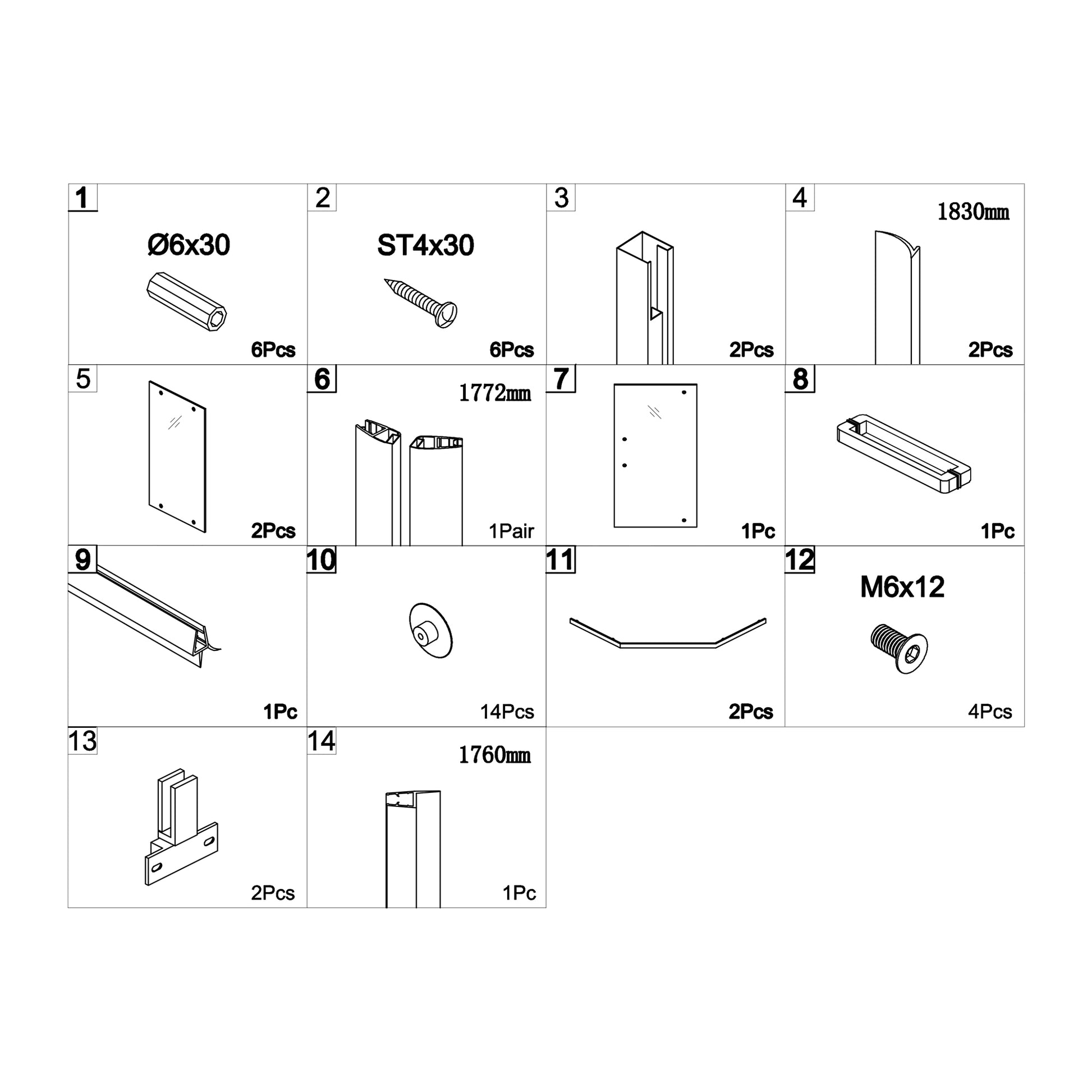 Shower Door 34 1 8" x 72" Semi Frameless Neo Angle chrome-glass