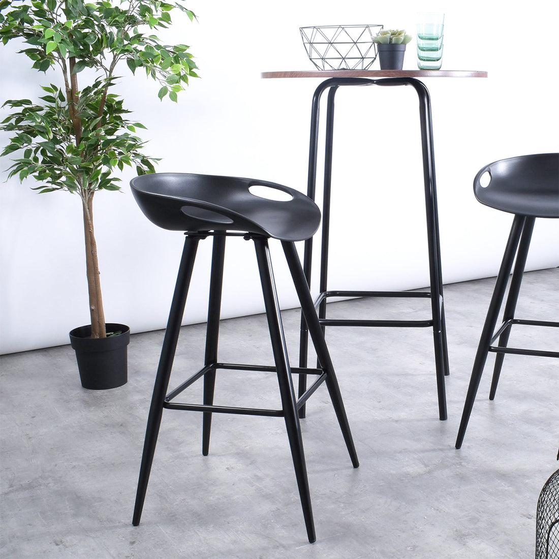 Bak Bar & Counter Stool Set Of 2 Black - Black