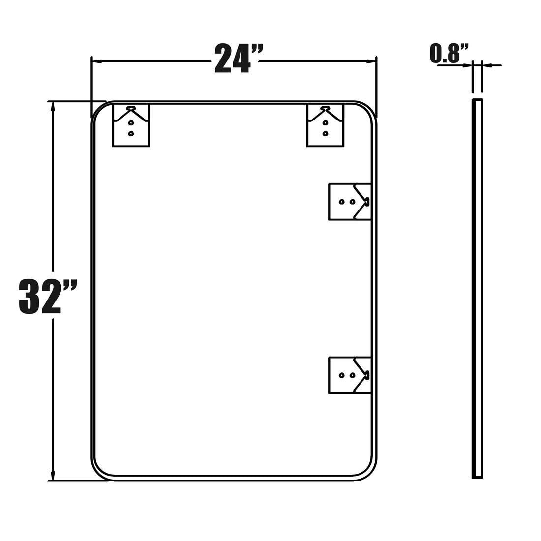 32 X 24 Inch Black Bathroom Mirror For Wall