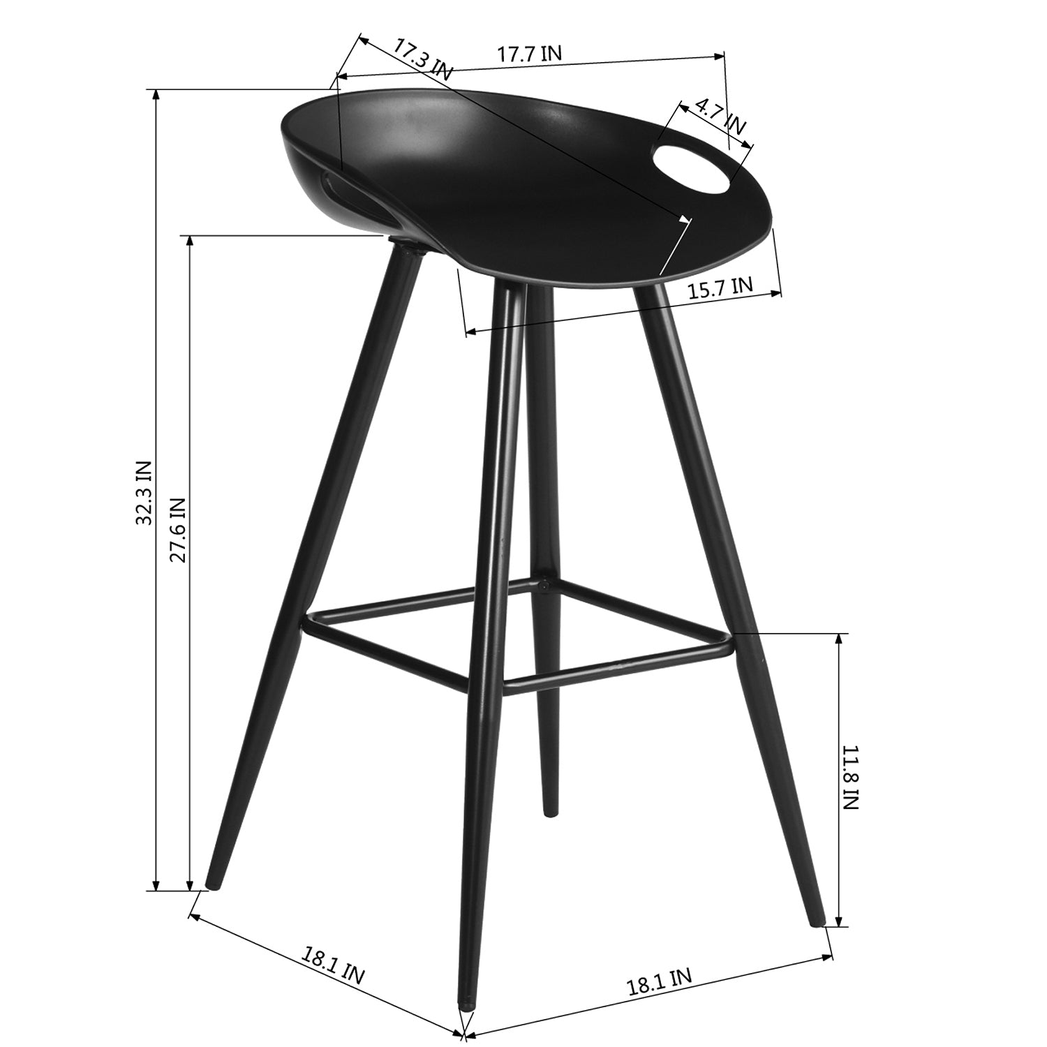 Bak Bar & Counter Stool Set Of 2 Black - Black