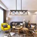 5 Light Farmhouse Chandeliers For Dining Room No Bulbs oak-ceiling lights-traditional-metal