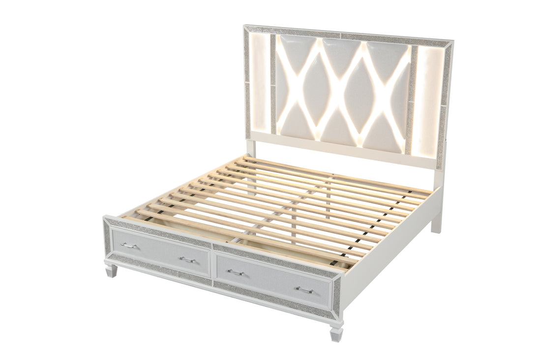 Crystal King Storage Bed Made With Wood Finished