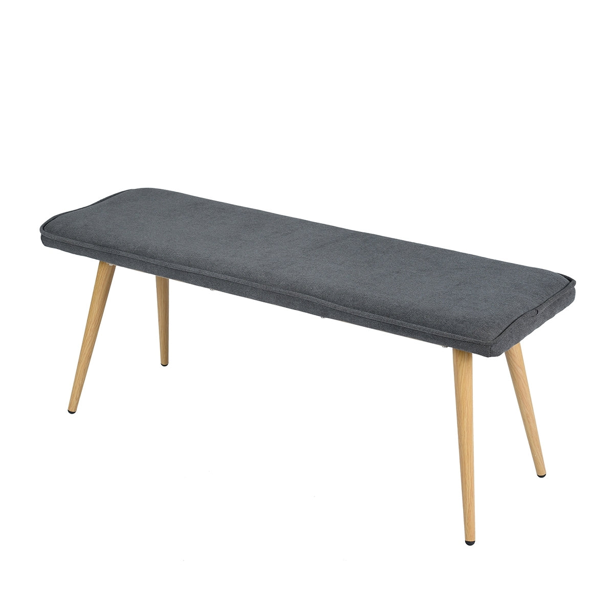 45.3" Dining Room Bench with Metal Legs CHARCOAL charcoal grey-upholstered-metal & wood