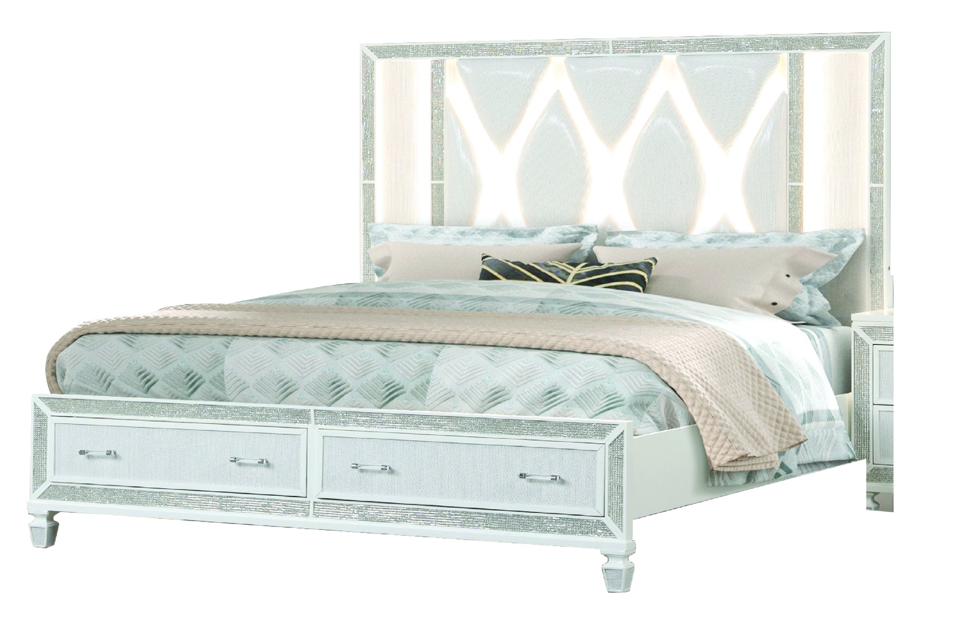 Crystal Queen 5 Pc Storage Wood Bedroom Set finished box spring not required-queen-white-wood-5 piece