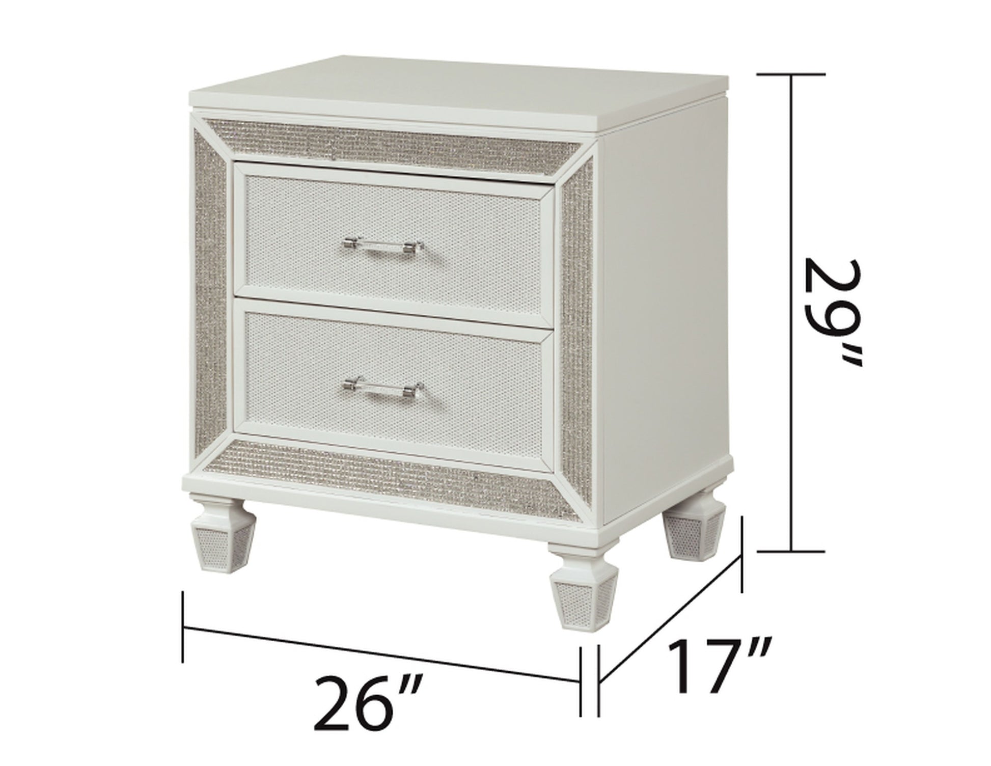 Crystal Modern Style 2 Drawer Nightstand Made