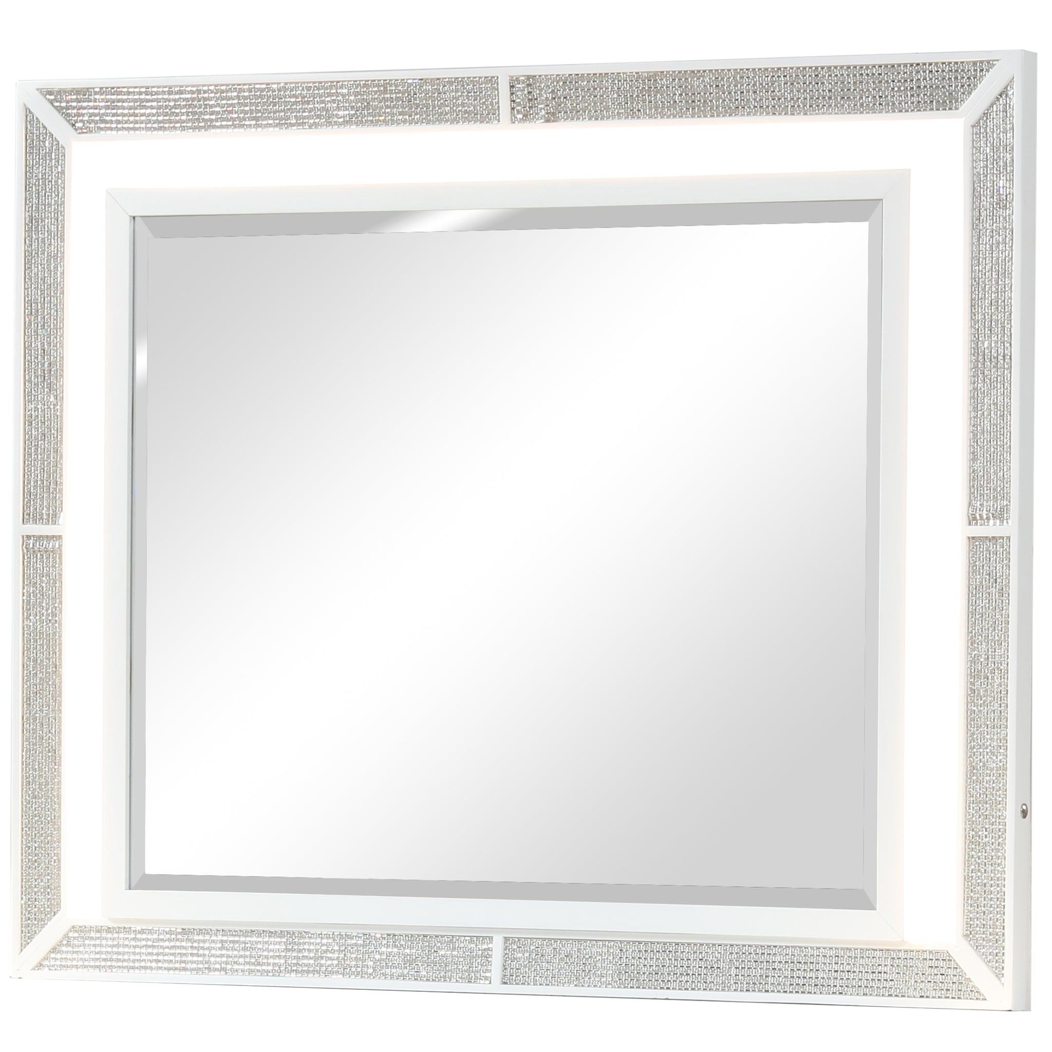 Crystal Modern Mirror made with Wood Finished in White white-bedroom-contemporary-modern-white-solid