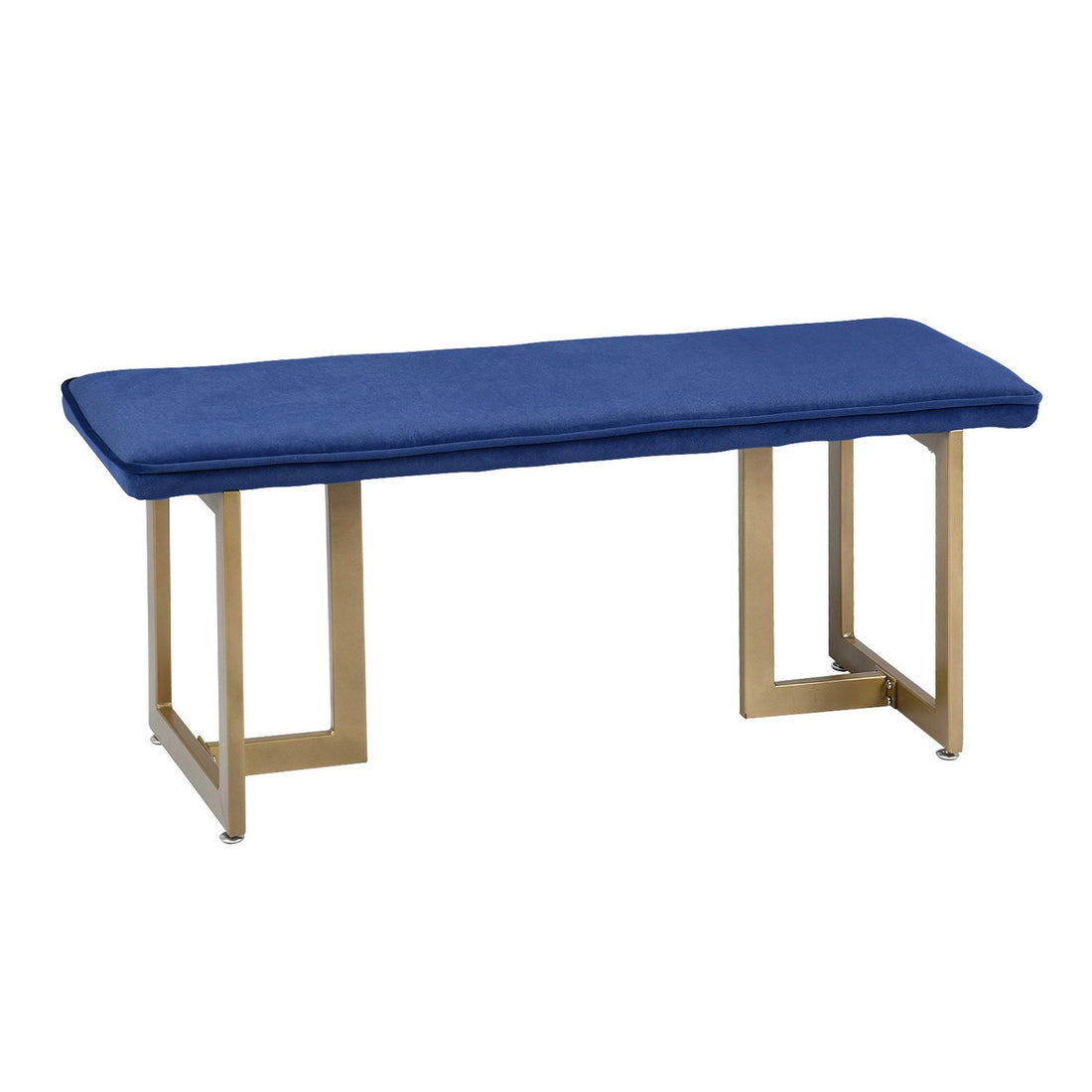 Set of 1 Upholstered Velvet Bench 44.5" W x 15" D x blue-velvet-upholstered