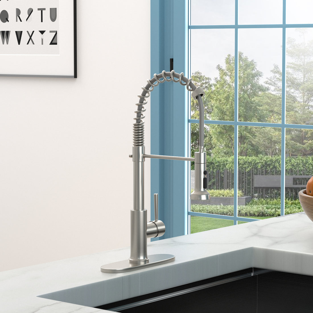 Brushed Nickel Kitchen Faucets with Pull Down Sprayer brushed nickel-stainless steel