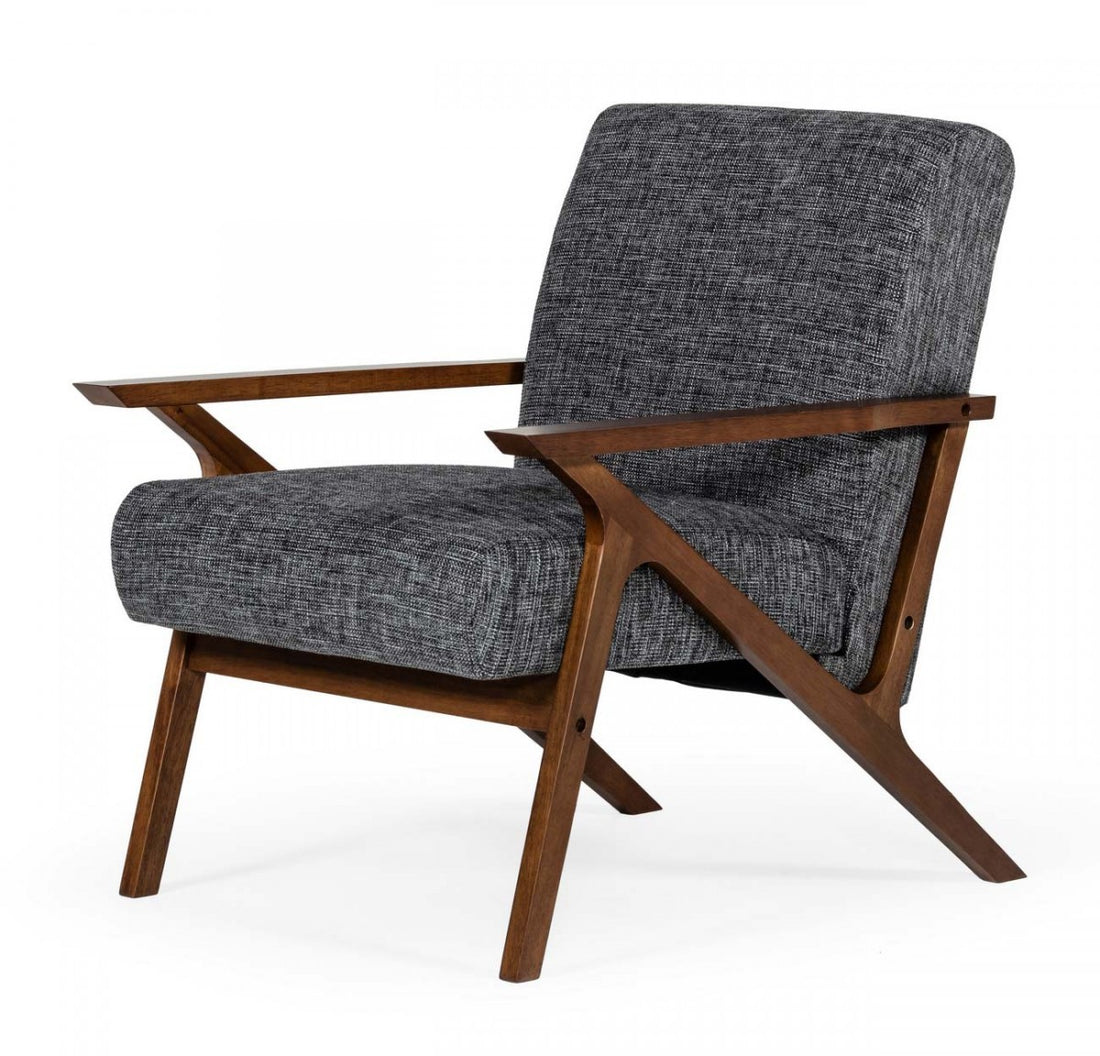 Candea Mid Century Walnut and Grey Accent Chair