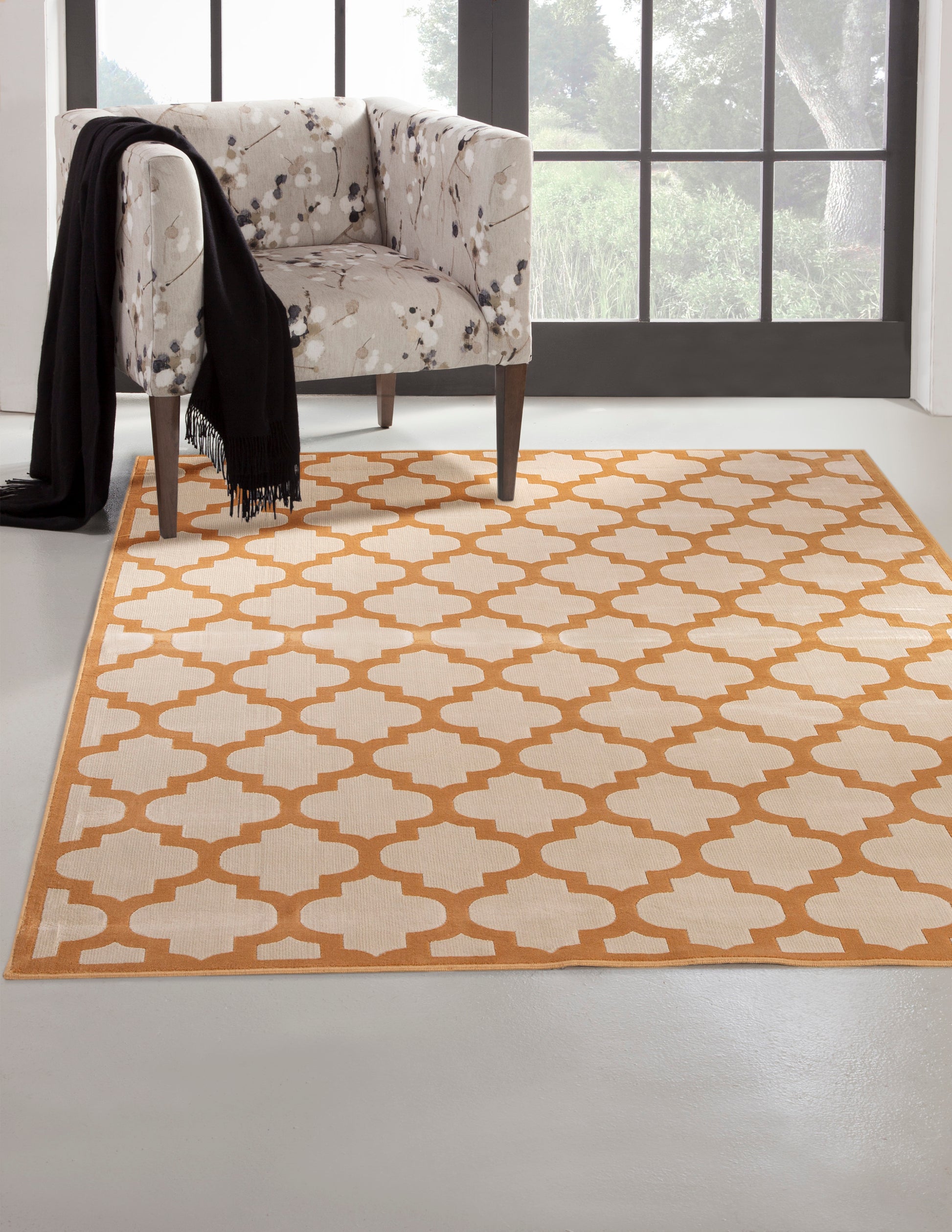 Trellis Tangerine Ivory Area Rug 8x10