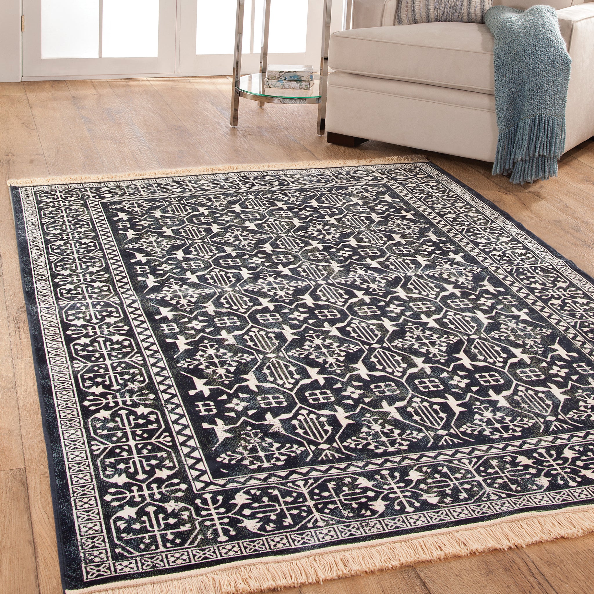 Rothbury Navy White Area Rug 8x10