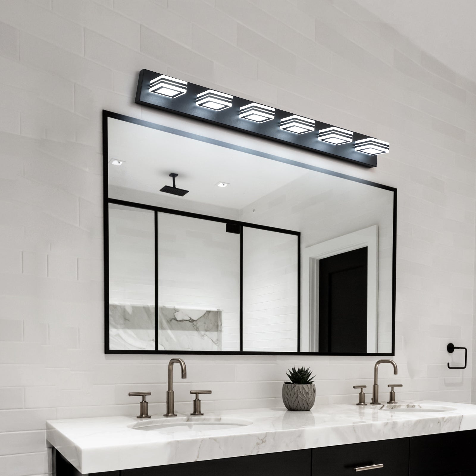 LED Modern Black Vanity Lights, 6 Lights Acrylic Matte black-acrylic