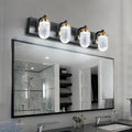 Vanity Lights With 4 LED Bulbs For Bathroom Lighting black-glass