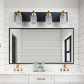 Vanity Lights With 4 LED Bulbs For Bathroom Lighting black-glass