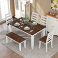 Rustic Style 6 Piece Dining Room Table Set with walnut-solid wood