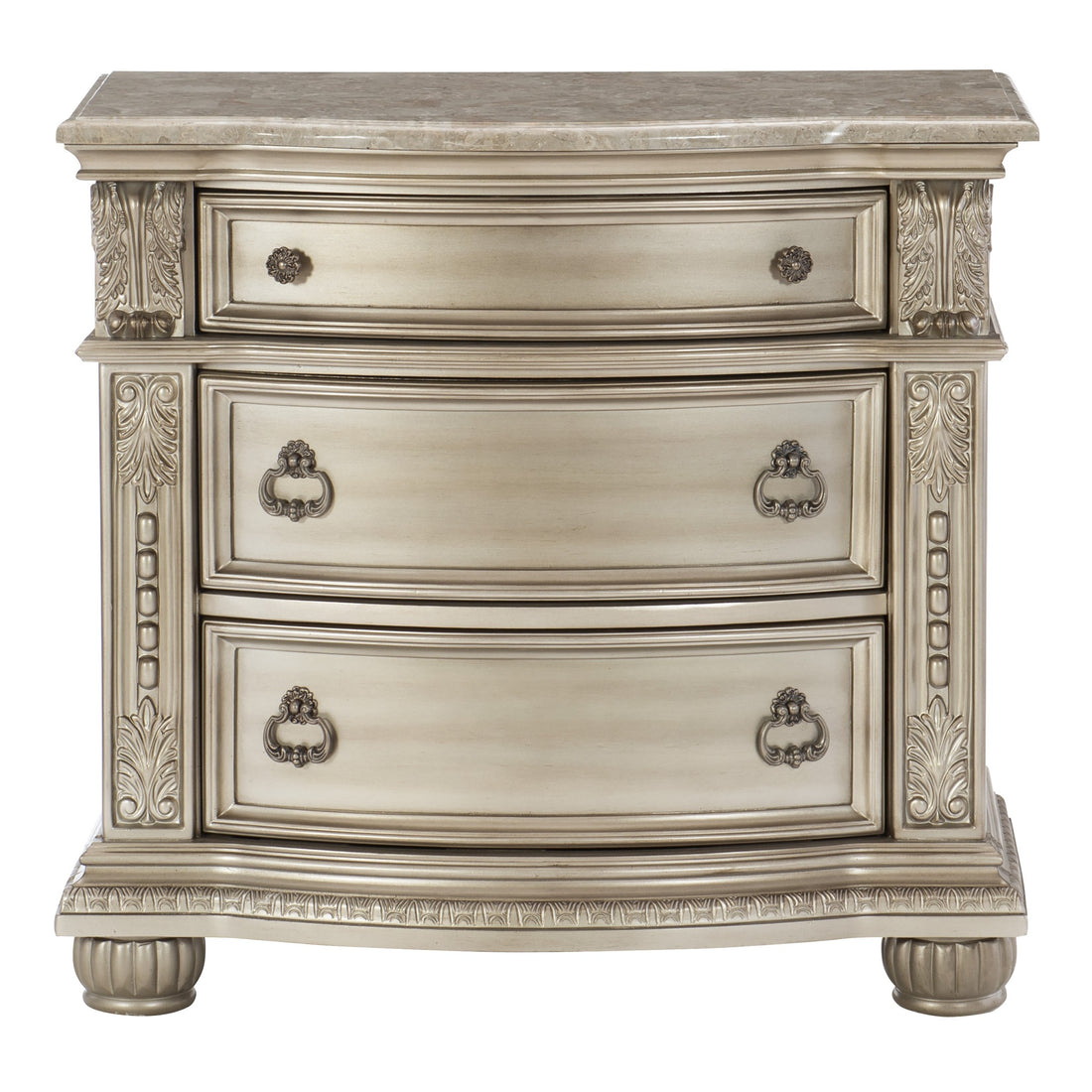 Silver Finish European Design 1pc Nightstand w