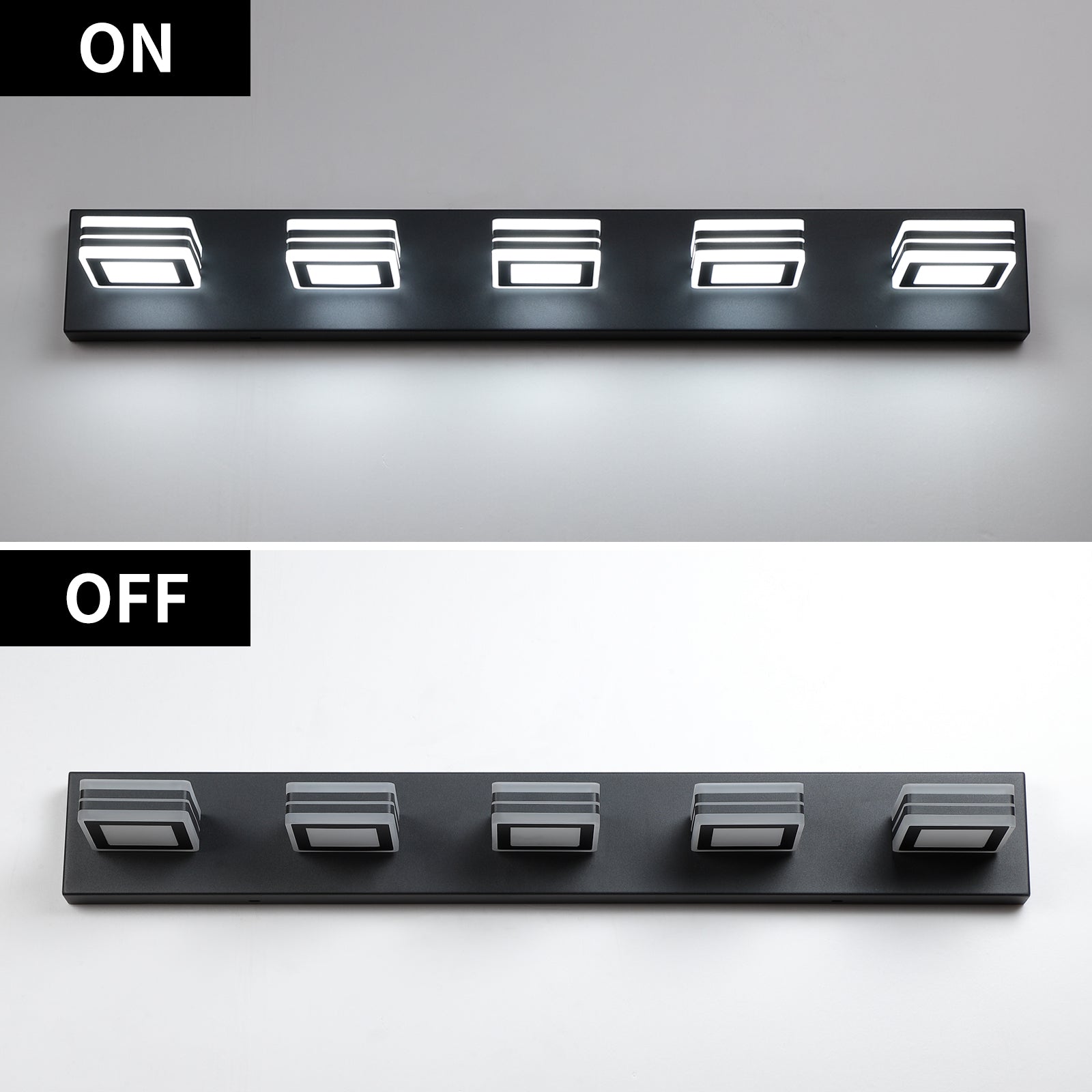 LED Modern Black Vanity Lights, 5 Lights Acrylic Matte black-acrylic