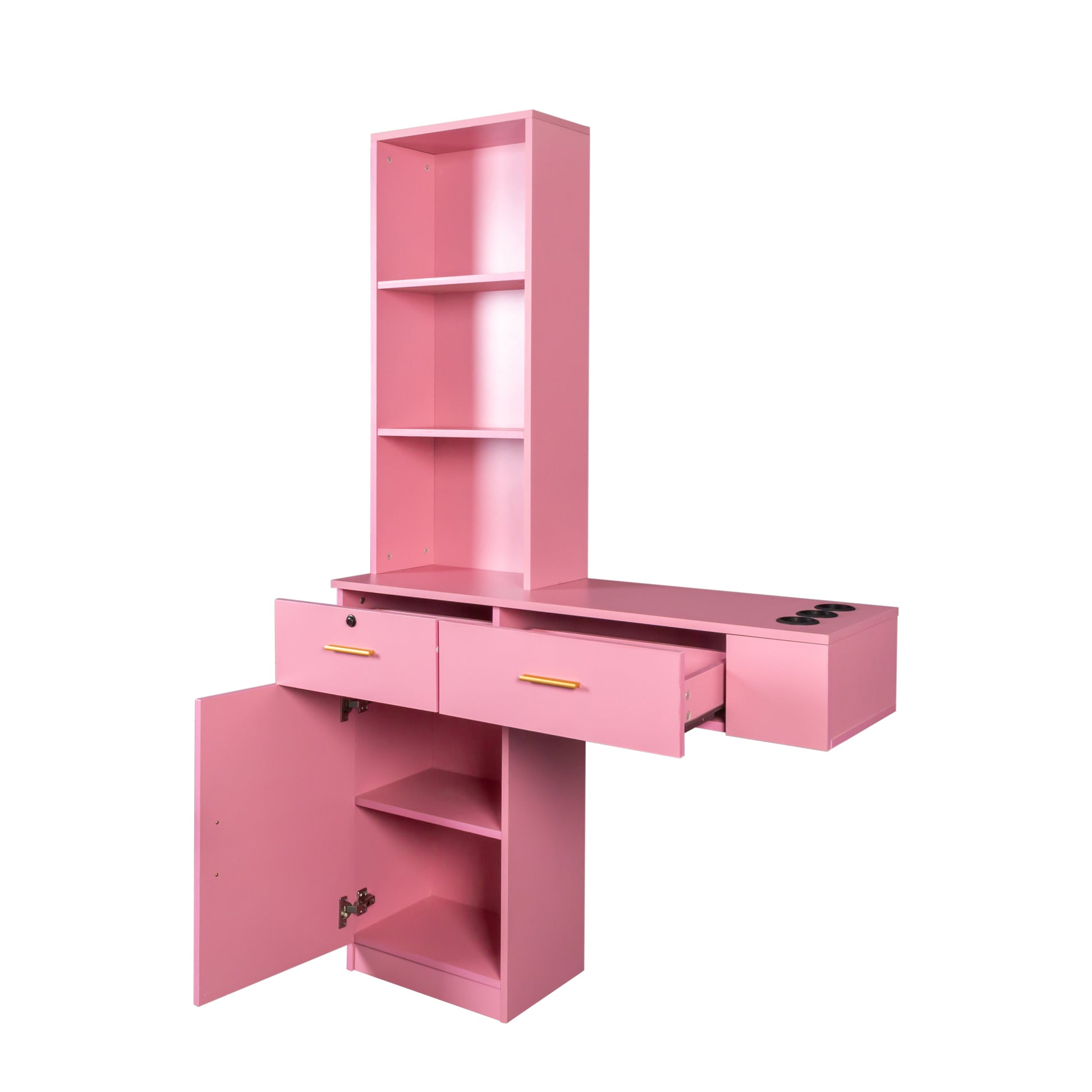 Pink Modern Simple Hair Desk, Multi Layer Storage