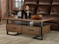 Contemporary Design Unique Frame 1pc Coffee Table with walnut+black-primary living