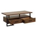 Contemporary Design Unique Frame 1pc Coffee Table with walnut+black-primary living