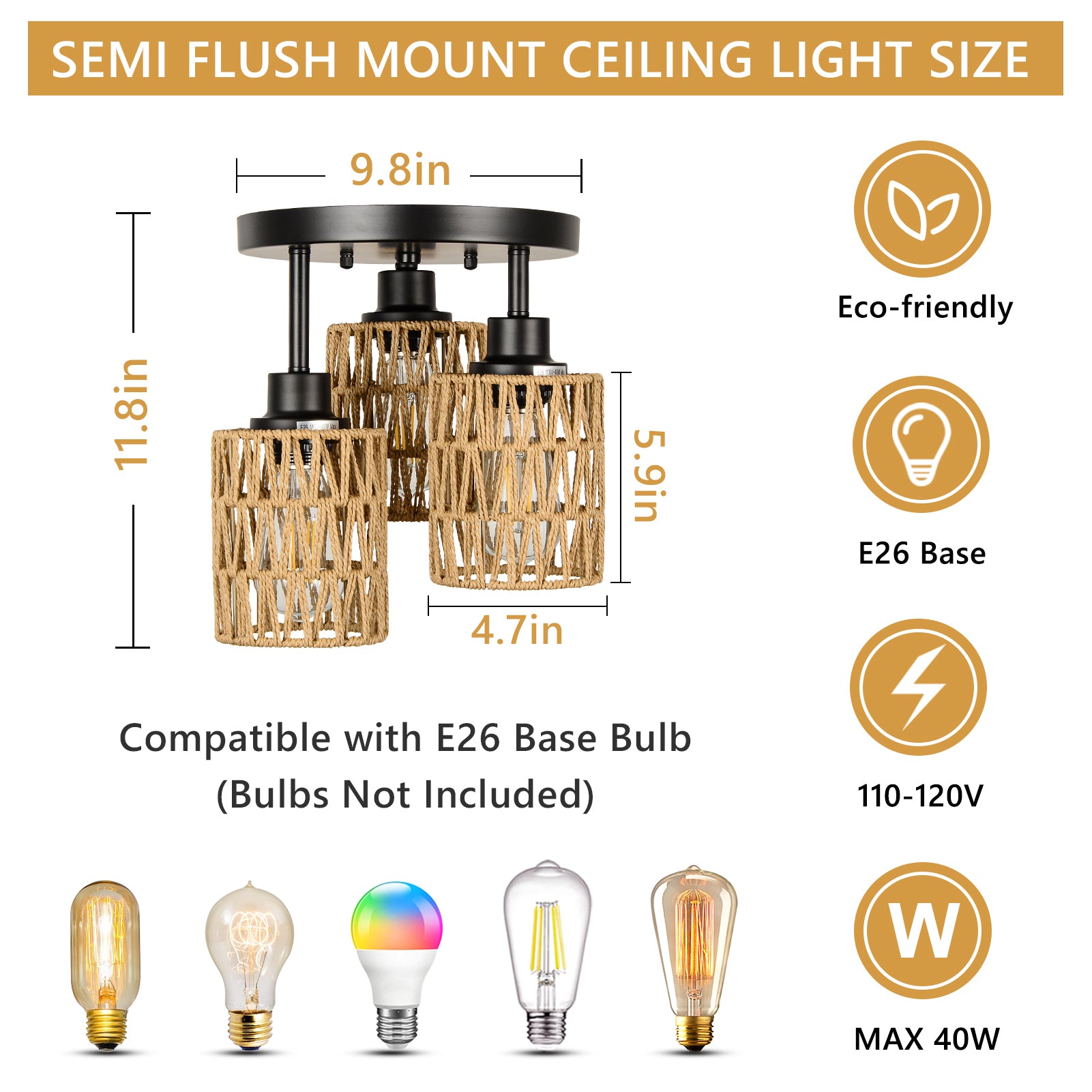 3 Lights Boho Flush Mount Light