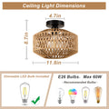 Mini Rattan Flush Mount Light with Dimmable Led