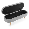 Ottoman Oval Storage Bench, Rubber Wood Legs, Grey grey-linen