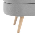 Ottoman Oval Storage Bench, Rubber Wood Legs, Grey grey-linen