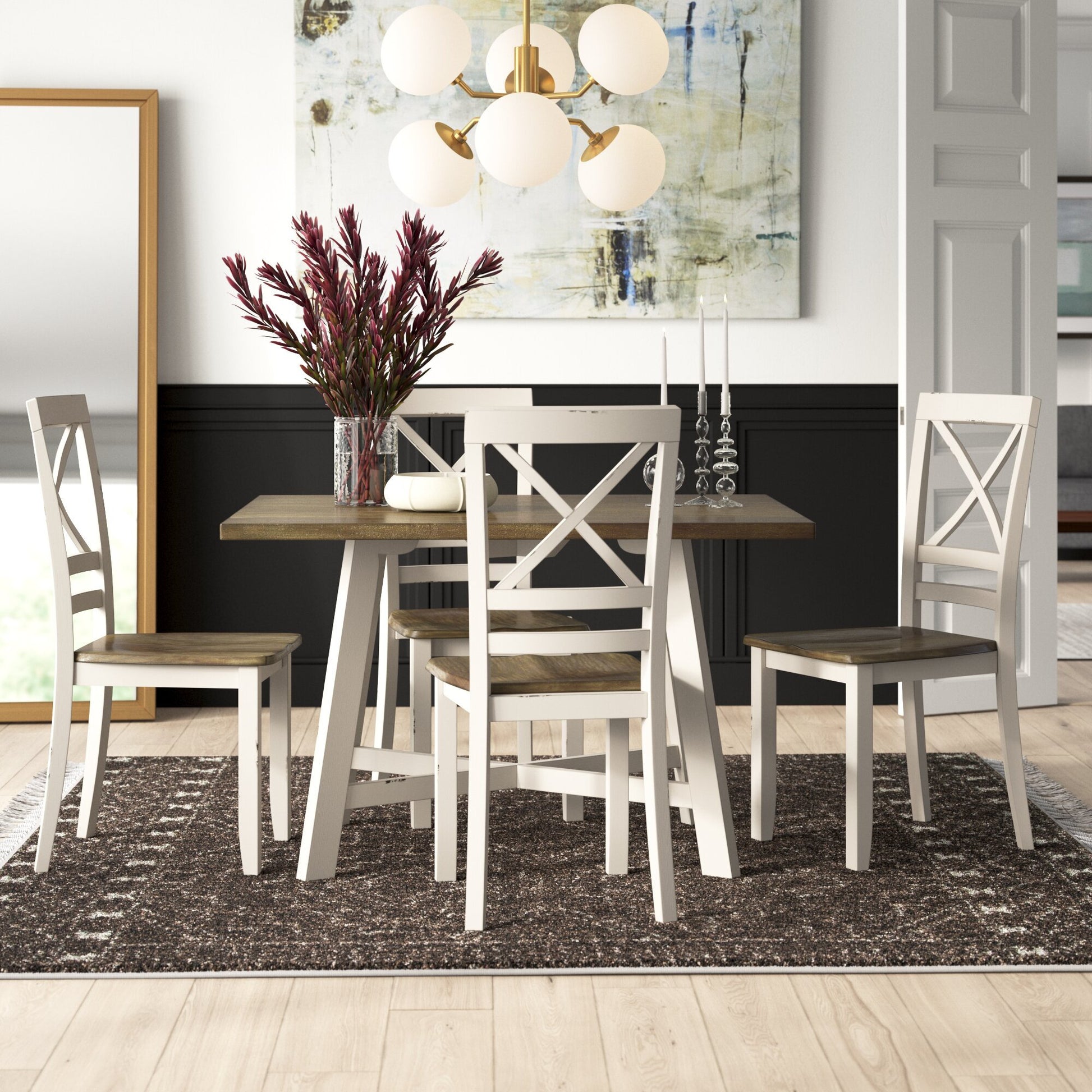 Modern Farmhouse Style 5 Piece Pack Dinette Set