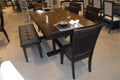 Transitional 6pc Dining Set Table with Self Storing wood-wood-brown mix-seats 6-wood-dining