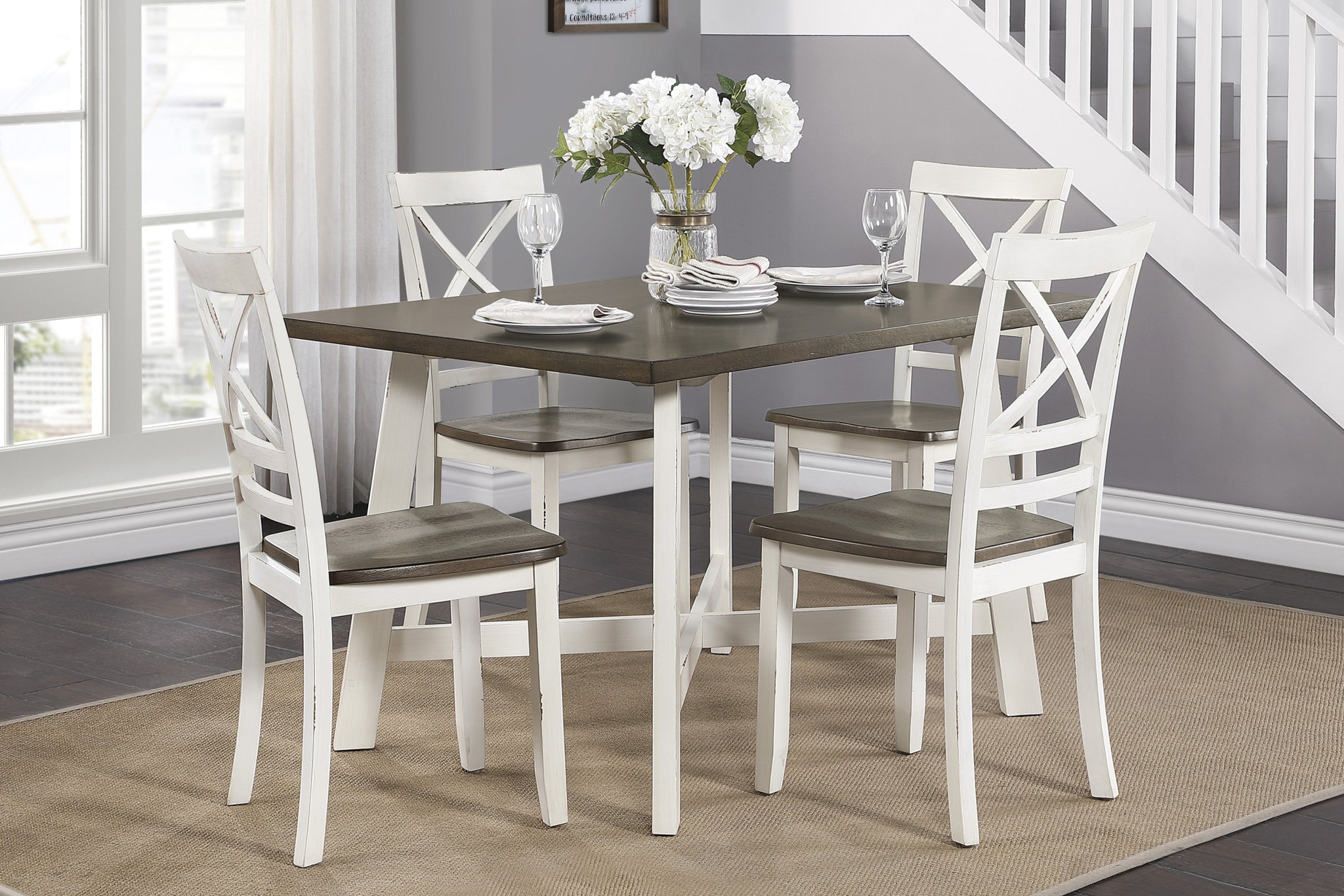 Modern Farmhouse Style 5 Piece Pack Dinette Set