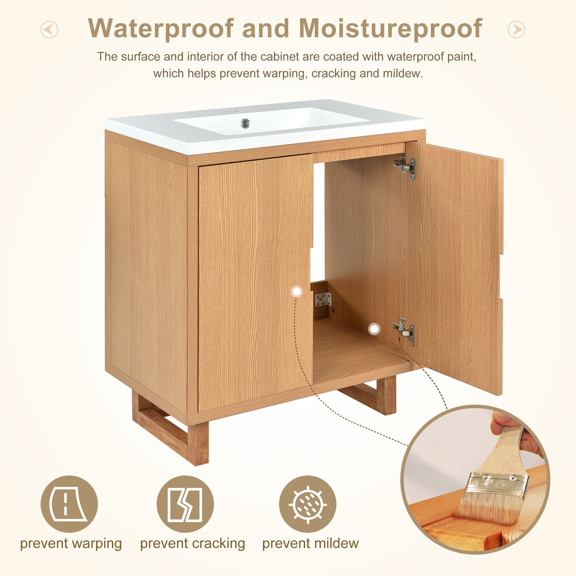 30" Bathroom vanity Set with Sink, Combo Cabinet burly wood-bathroom-solid wood+mdf