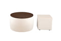 Video Round Ottoman Set with Storage, 2 in 1 beige-velvet