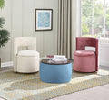 Video Round Ottoman Set with Storage, 2 in 1 blue-velvet