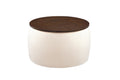 Video Round Ottoman Set with Storage, 2 in 1 beige-velvet