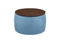 Video Round Ottoman Set with Storage, 2 in 1 blue-velvet