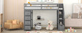 Twin size Loft Bed with Storage Drawers and Stairs gray-solid wood