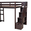 Twin size Loft Bed with Storage Drawers and Stairs espresso-solid wood