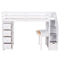 Twin size Loft Bed with Storage Drawers ,Desk and white-solid wood