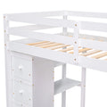 Twin size Loft Bed with Storage Drawers ,Desk and white-solid wood