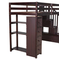 Twin size Loft Bed with Storage Drawers and Stairs espresso-solid wood