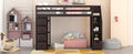 Twin size Loft Bed with Storage Drawers and Stairs espresso-solid wood