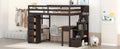 Twin size Loft Bed with Storage Drawers ,Desk and espresso-solid wood