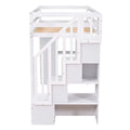 Twin size Loft Bed with Storage Drawers and Stairs white-solid wood