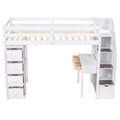 Twin size Loft Bed with Storage Drawers ,Desk and white-solid wood